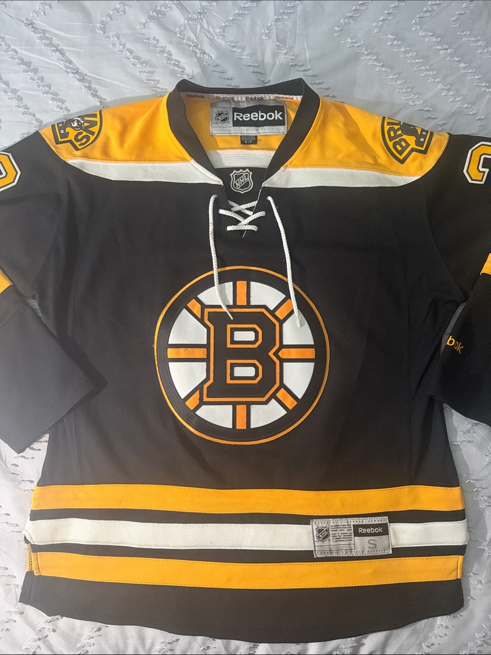 Reebok Boston Bruins Black and Gold Home Hockey Jersey